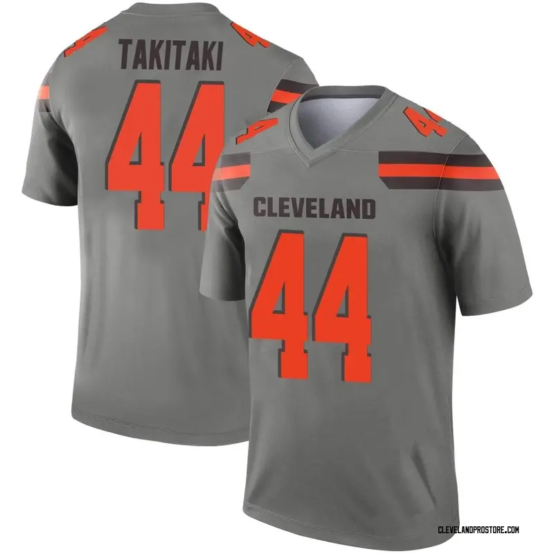 Men's Sione Takitaki Cleveland Browns Inverted Silver Jersey - Legend
